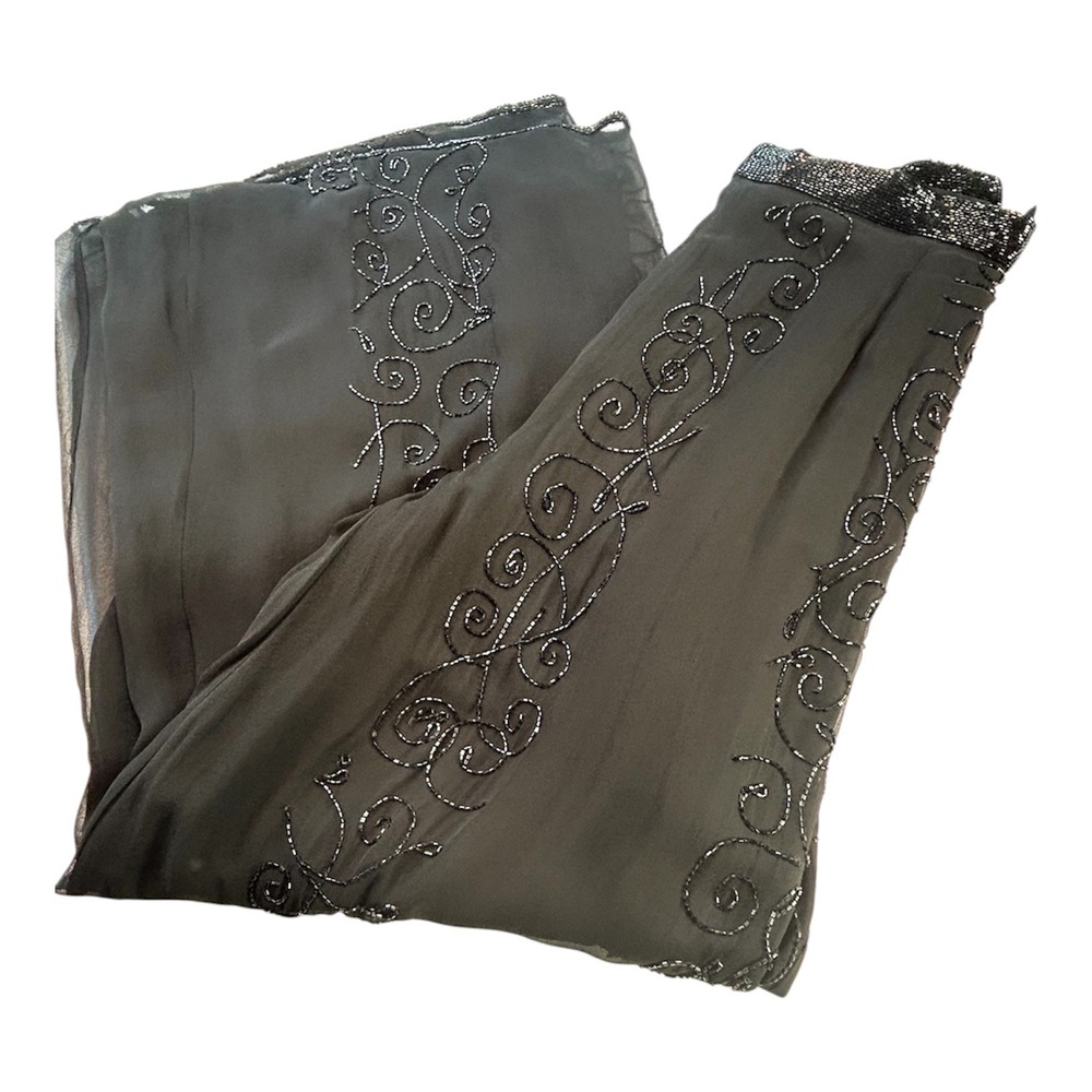 Emporio Armani Beaded Chiffon Trousers Womens 12 Black Formal Evening
